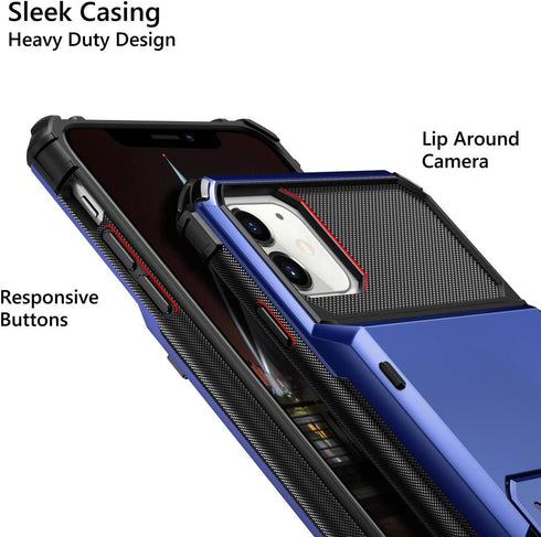 Vofolen Case for iPhone 11 Case Wallet 4-Card Holder ID Slot Flip Door Hidden Pocket Anti-Scratch Dual Layer Hybrid TPU Bumper Armor Protective Ha...