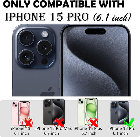 Annymall for iPhone 15 Pro Case with 2 Screen Protector,Shockproof Drop Protection Full Body Heavy Duty 3-Layer Military Rugged Durable Phone Cove...