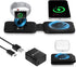 AURTEC Foldable Magnetic Wireless Charging Station, 15W Fast Charging, 3-in-1 Wireless Charger with QC3.0 Adapter, Compatible with iPhone 14/13/12...