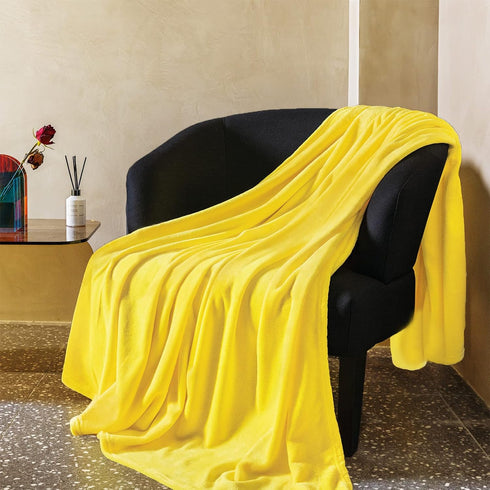 JIAHANNHA Yellow Fleece Throw Blanket 50"x60" for Adults, Super Soft Cozy Plush Velvet Throw Blanket for Couch Sofa Bed,Warm and Lightweight...