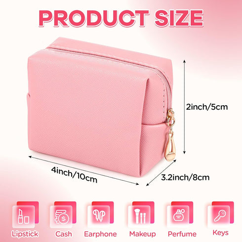 Mini Makeup Bag, PU Leather Small Makeup Bag for Purse, Ladies Cosmetic Bag Zipper Preppy Bag Waterproof Travel Make up Organiser Multifunctional ...