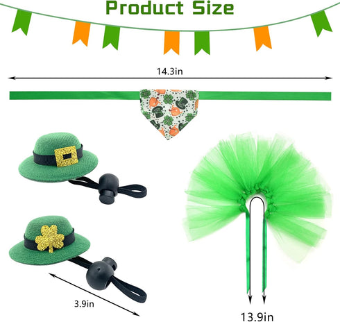 Vehomy 4Pcs Saint Patrick's Day Bearded Dragon Hats Tutu Skirt Outfit Lizard Bowler Hat with Shamrock Décor Small Pet St Patrick's Day Tutu Access...