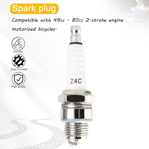 Spark Plug Compatible with Z4C 49cc 50cc 66cc 70cc 80cc 2-Stroke Engine Motorized Bicycle Moped Scooter Yamaha JOG50 90 ZX50 Suzuki AG100 QJ50 DX1...