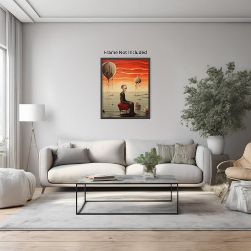Posterizer 1 pcs-Surreal Scene with alien man and Melting Spheres-Abstract & Modern Art-Fantasy & Fiction Art-Gift for Art Lovers-Decor for Home &...
