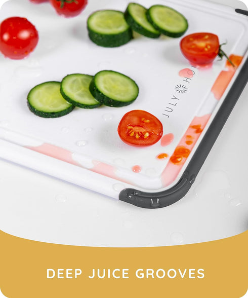 Cutting Boards for Kitchen, Plastic Cutting Board, Dishwasher Safe Cutting Board with Juice Grooves for Meat, Veggies, Fruits, Easy Grip Handle, N...