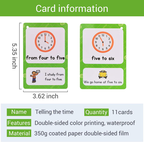 20 Analog Clocks Telling Time Flashcards Educational Learning Toys Toddlers Kids Learning Pocket Cards Kindergarten Supplies...