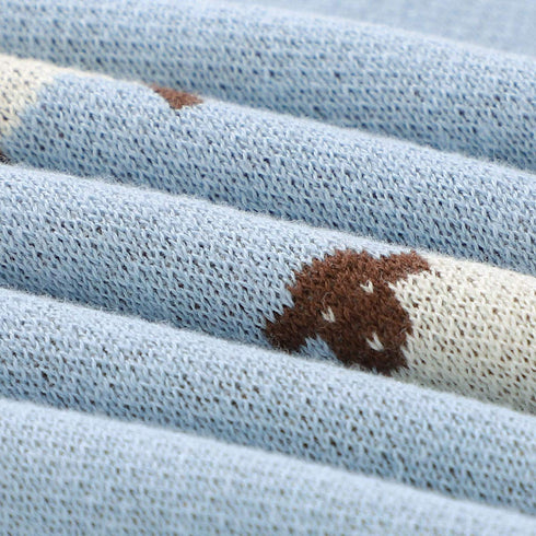 mimixiong Baby Blanket Knit 100% Cotton Toddler Blankets for Boys and Girls with Cute Sheep Size 30 x 40 inches Blue...