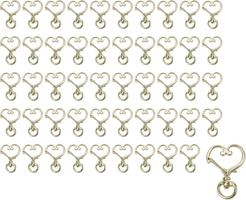 Pack of 50 Heart Shaped Swivel Snap Hook Metal Spring Snap Clip Keychain Clip Jewelry Clasps Key Ring for Jewelry Making Bag Accessories DIY Craft...