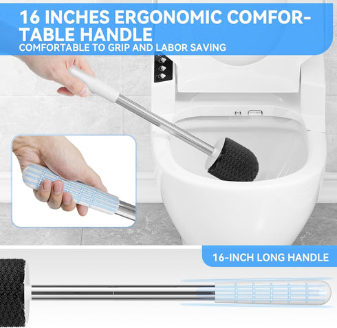 Toilet Brush, Toilet Brush and Holder with 304 Stainless Steel Handle, Space Saving Toilet Bowl Brush for Storage, Durable Bristles Toilet Scrubbe...