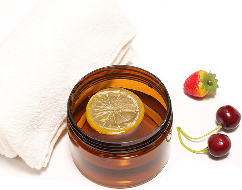 2pcs 8oz Amber Plastic Cosmetic Jars,Wide Mouth Refillable Containers with Lids for Cream, Lotion, Powder, ointment, Bath Salt and Body Butter etc...