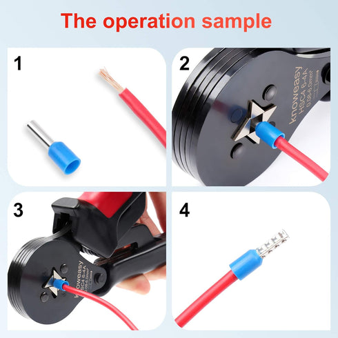 Knoweasy Ferrule Crimping Tool, Mini Ferrule Crimp Tool for 0.08-6.0mm²/AWG28-10, Professional Wire Ferrule Crimper for Electrical Terminals, Hand...