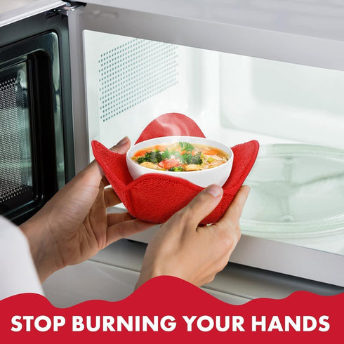 Microwave Bowl Huggers Warmers for Food Microfiber Heat Resistant Food Warmer Set Microwave Safe Handle Hot and Cold Bowls Holder Without Burning ...
