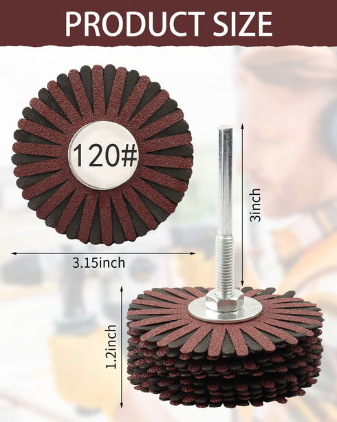 Rocaris 2 Pack Abrasive Flap Wheel - 120# Nylon Sanding Wheel Brush Abrasive Grinding Head with 1/4 Inch Shank for Woodworking Root Carving Furnit...