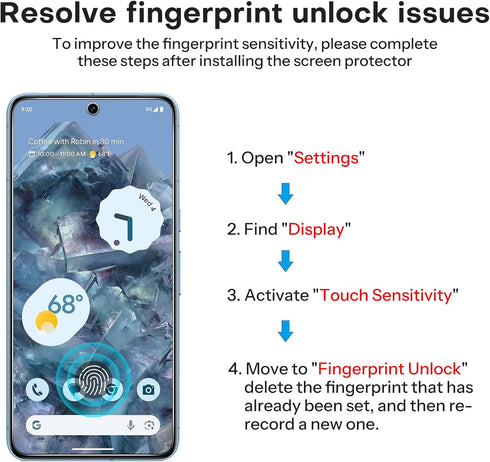 OMOTON 3+3 Pack for Pixel 8 Pro Screen Protector, 3 Pack for Google Pixel 8 Pro Tempered Glass, 3 Pack Camera Lens Protector, Fingerprint Compatib...