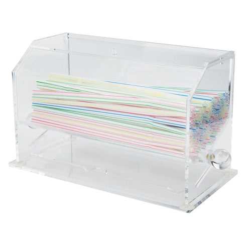 Winco Acrylic Straw Dispenser, Medium, 12.38 x 5.5 x 7.13 inches, Clear...