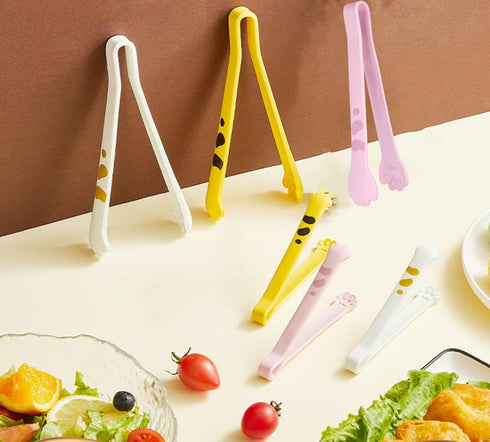 Cat Tongs Silicone Cooking Tongs 7 Inch and 9.5 Inch Cute Cat Paw Shape Tongs Kitchen Tongs for Cooking BBQ Grilling Sweets cake baking,Pink/White...