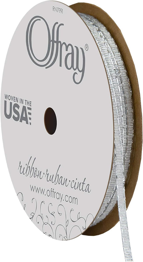 Offray 1/8" Wide Galena Craft Ribbon, 5 Yards, Silver...