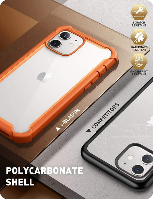 i-Blason Ares Case for iPhone 12, iPhone 12 Pro 6.1 Inch (2020 Release), Dual Layer Rugged Clear Bumper Case with Built-in Screen Protector (Orang...
