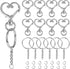 150Pcs Heart-Shaped Swivel Snap Hook Set,Metal Spring Snap Keychain Clip Keychain Hook Lobster Clasp Split Key Rings with Chain&Jump Rings Bulk fo...
