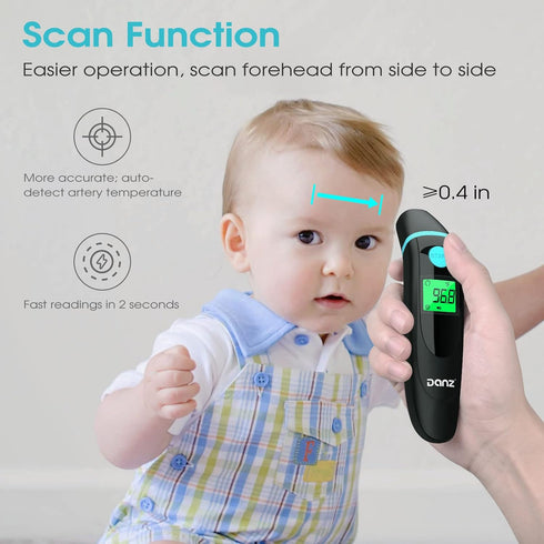 Forehead Thermometer for Adults, 4 in 1 Ear Thermometer for Kids, No Touch Baby Thermometer, Digital Thermometer with Fever Alarm and Object Measu...