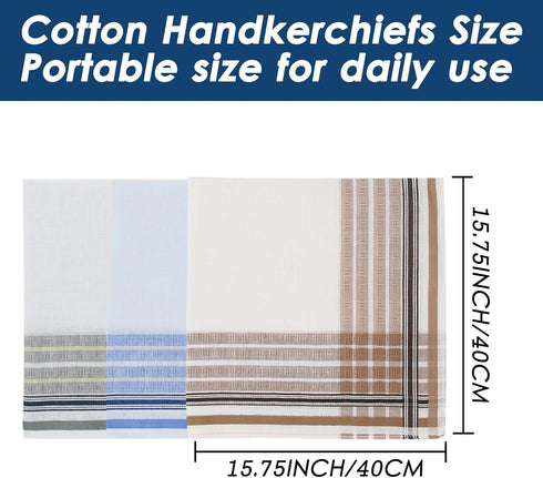 Mantieqingway Handkerchiefs for Men/Women, Cotton Handkerchiefs Pocket Squares Hankies for Daily Wedding Party Banquet, 3 PCS...
