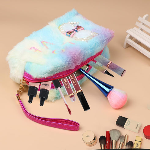 Travel Makeup Bag, Cosmetic Bag Make Up Organizer Case Beauty Makeup Lipstick Cosmetic Accessories Organizer, Small Travel Kit Storage Pouch (LOVE...