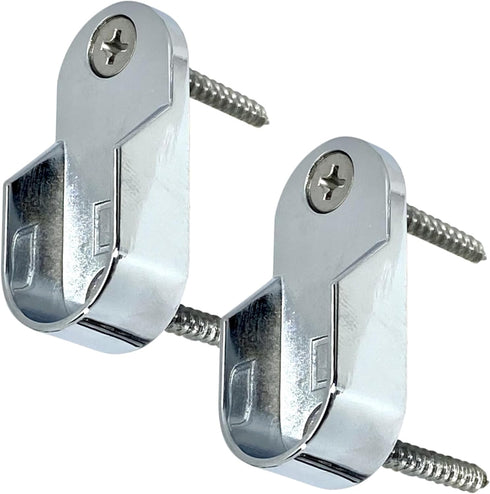 Oval Closet Rod End Supports | Screw on Type | 15mm x 30mm | Polished Chrome | 2 Pack...