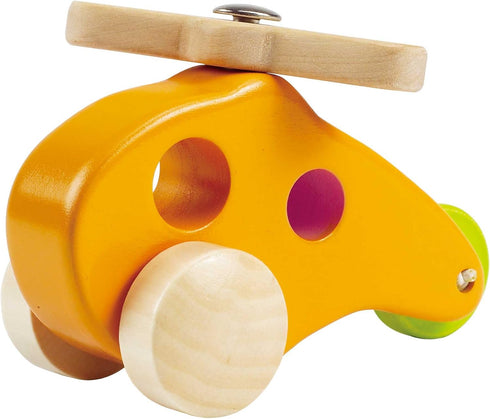 Hape Little Copter Wooden Toy Toddler Play Vehicle, L: 5, W: 2.6, H: 3.5 inch , Yellow...