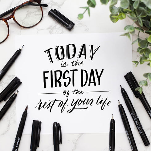 Craft 'n' Beyond Calligraphy Brush Pens Pack of 10 Markers for Hand Lettering, Art Drawing, Sketching, Scrapbooking, Journaling - Beginner Kit wit...