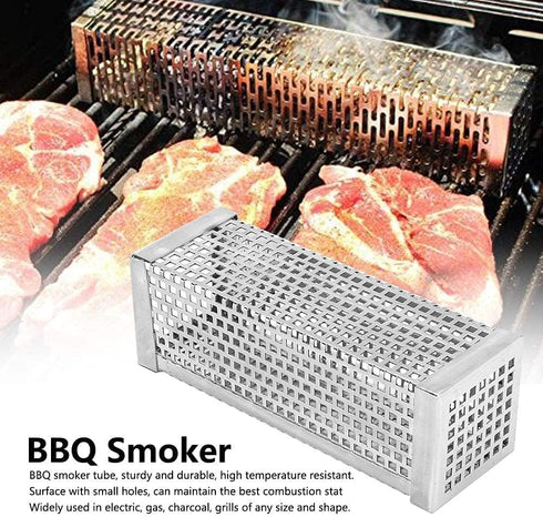 Pellet Smoker Tube 6 Inch Stainless Steel Perforated Wood Pellet Tube Smoker, Smoke Tube Box for Pellets Grill BBQ Cold Smoker Generator Tube, for...