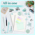 Mini Office Supply Kit, Teal Mini Stapler with Staples and Tape Dispenser Set, Mini Stationary Kit Includes Sticky Notes Index Tabs Highlighters G...