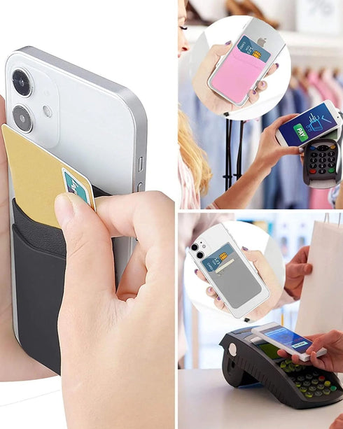 BIAJIYA Card Holder for Back of Phone, Pouch Silicone Wallet Sleeve Pocket Stick-on ID Credit Card for All Smartphones...
