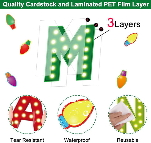 Christmas Cutouts Xmas Bulb Classroom Bulletin Board Decorations Merry Christmas Party Supplies for Toddler Kids Students Classroom Decors...