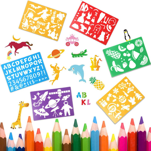 Kids Drawing Stencils Set , 20 Pcs Plastic Stencil Kit 300+ Patterns Drawing Templates for Girls & Boys Gift and Card Making...