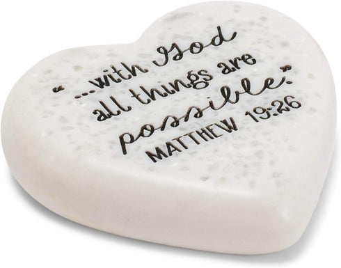 Lighthouse Christian Products All Things are Possible Scripture Heart 2.25 x 2.25 Cast Stone Plaque...