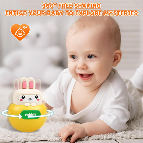 Baby Teething Toys BPA-free Bunny Teether for 6-12 Months Baby Rattle Roly Poly Toys for Infant 12-18 Months Rabbit Tumbler Toy Gifts for Toddler ...