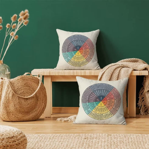Wheel of Emotions Feelings Pillow Covers 18x18 Set of 2 Therapist Office Decor Throw Pillow Counselor Physical Therapist Gifts Decor Cushion Cover...