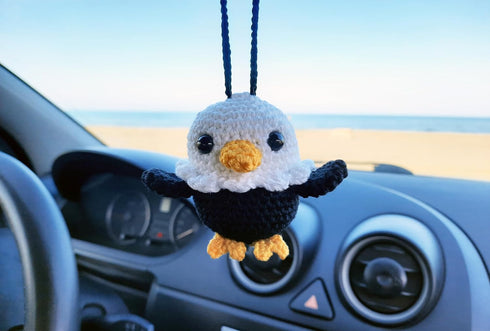 Handmade Baby Eagle, Crochet Car Rear View Mirror Holder, Hanging Accessories Ornaments Cute Rearview Mirror Charm....