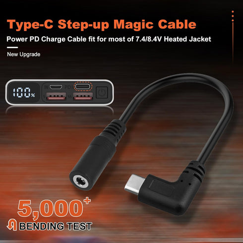 Heated Jacket Battery Stepup Adapter Charger for 7.4v 8.4v Heated Jacket, Heated Hoodies and Heated Vests (Not Working for 12V Heated Gear)......