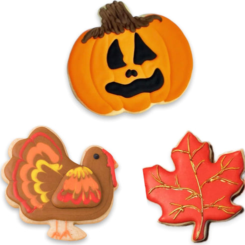 3 Pcs Thanksgiving Maple Leaf & Pumpkin 4.5'', 4'', 3.6'' Fall Cookie Cutters...