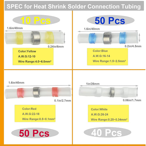 150pcs Solder Seal Wire Connectors 100pcs Heat-Shrinkable Tubes? Heat Shrink Connectors Waterproof and Insulated Electrical Wire Terminals...