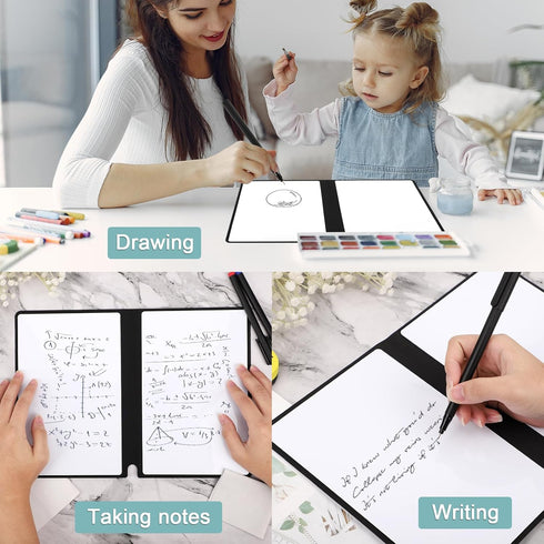 Reusable Dry Erase Notebook, 9.4x6.5 Inch Portable A5 Dry Erase Notebook Erasable Notebook White Board Dry Erase for Office Business Home (Light B...
