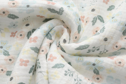 Baby Blanket for Unisex Boys Girls Nursery Minky Blankets with Muslin Cotton Front Dotted Fleece Backing Double Layer Bed Throws Pattern Blue Flor...