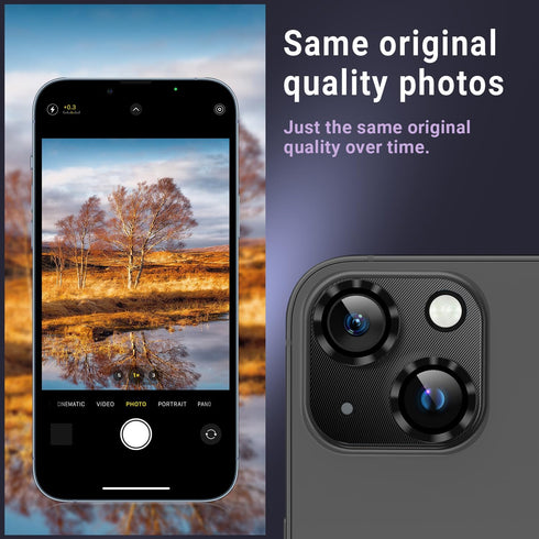 AFARER [2 Pack Camera Lens Protector for iPhone 15 6.1"/iPhone 15 Plus 6.7",3D Aluminum Metal Lens Film,9H Hardness Tempered Glass Camera Screen C...