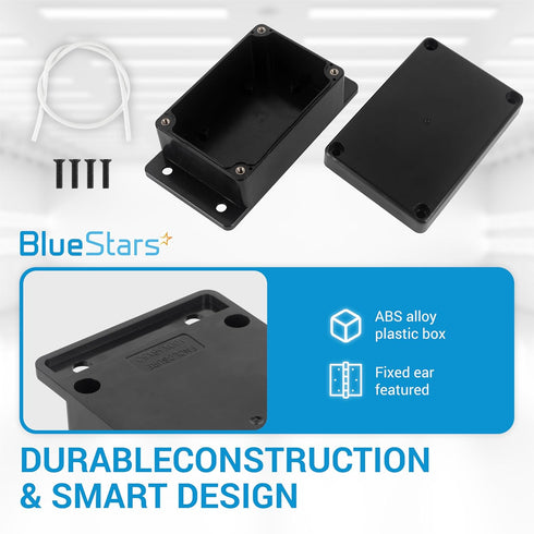 BlueStars Pack of 2 Project Box with Fixed Ear IP65 ABS Plastic Waterproof Weather-Resistant, 3.94” x 2.68” x 1.97” Electrical Project Case Power ...
