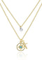 Dainty Turquoise Evil Eye and Cross Layered Necklace for Women • Multiple Charm Choker Double Necklaces • 14K Gold Plated Unique Summer Jewelry [E...