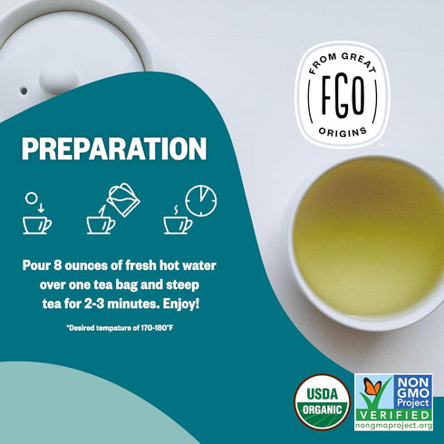 FGO Organic Sencha Green Tea, 100 Count, Eco-Conscious Tea Bags, Resealable Bag, Sourced From Japan, Packaging May Vary (Pack of 1)...