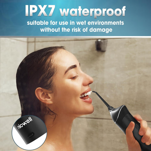 Nicwell Water Dental Flosser Teeth Pick - 4 Modes Dental Oral Irrigator, Portable & Rechargeable IPX7 Waterproof Personal Orthodontic Supplie Wate...