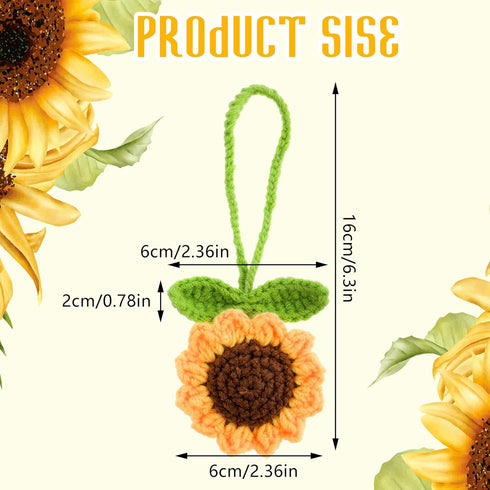Handmade Sunflower Car Rear View Mirror Hanging Accessories Ornaments Cute Women's Car Interior Decorations Automotive Interior Aesthetic Gifts...