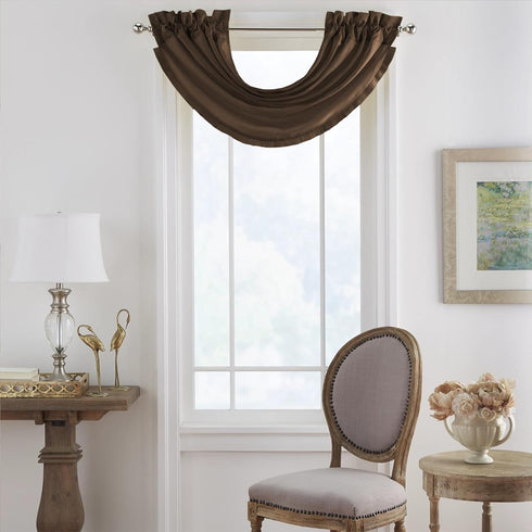 Elrene Home Fashions Versailles Room-Darkening Faux-Silk Waterfall Window Valance, Accessory for Bedroom or Living Room Windows with Rod Pocket Ta...